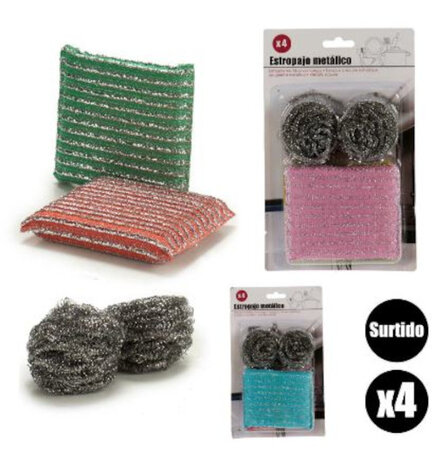 schuurspons microfiber/metaal 4 stuks