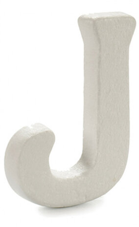 decoratieletter J junior 22 x 17 cm polystyreen wit