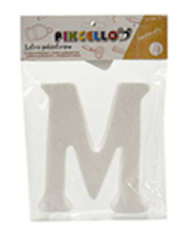 decoratieletter M junior 22 x 17 cm polystyreen wit