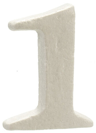 decoratiecijfer 1 10 x 15 x 2 cm polystyreen wit