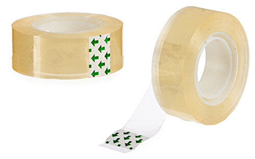 plakband 1,8 cm x 27 m transparant/geel 2-delig