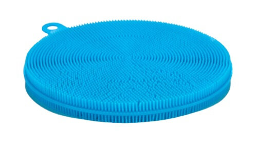 schuurspons 16 x 14 x 1,3 cm siliconen blauw