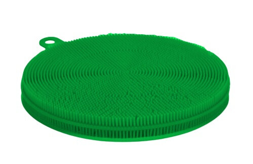 schuurspons 16 x 14 x 1,3 cm siliconen groen