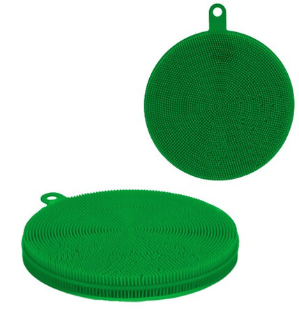 schuurspons 16 x 14 x 1,3 cm siliconen groen