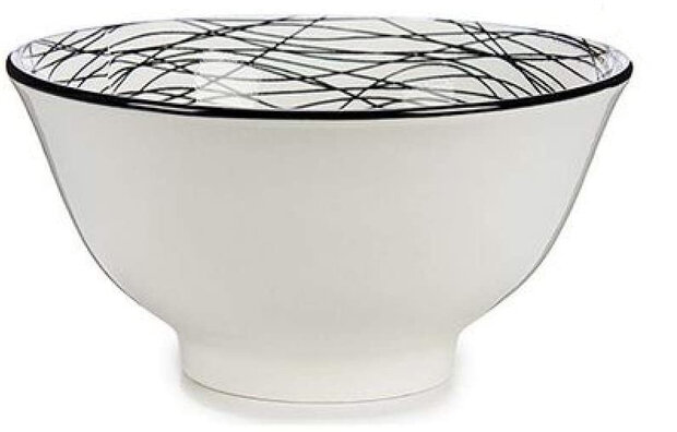 kom 16 cm porselein zwart/wit