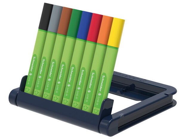 fineliner set Link-It 0,4 mm rubber 8 stuks