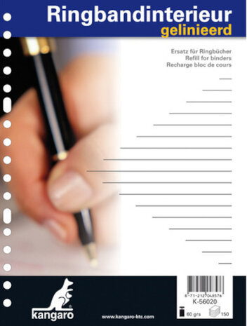 ringbandpapier&nbsp;gelinieerd 17-rings wit 150 vel