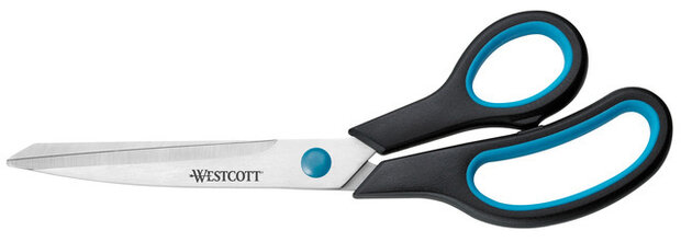kantoorschaar Easy Grip 24,5 cm RVS blauw/zwart