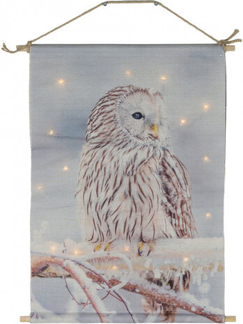 wanddoek Cosy Uil led 40 x 60 cm textiel