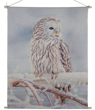 wanddoek Cosy Uil led 100 x 135 cm textiel
