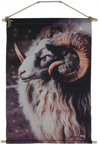 wanddoek Cosy Ram led 40 x 60 cm textiel