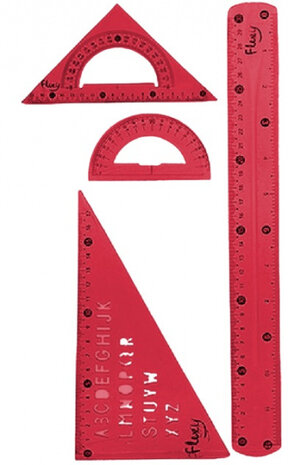 linialenset 37 x 18,5 cm siliconen rood 4-delig