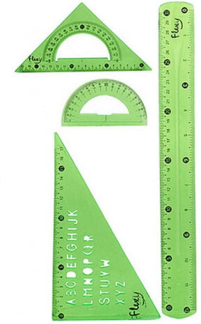 linialenset 37 x 18,5 cm siliconen groen 4-delig