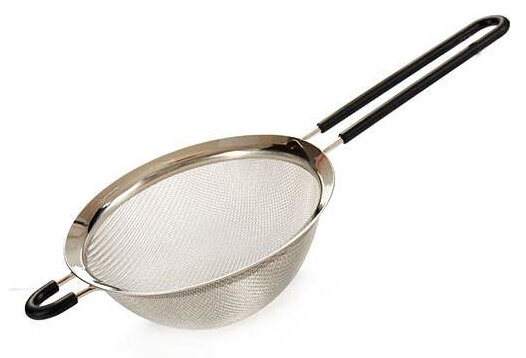 zeef Colander 8 cm staal/siliconen zwart/zilver