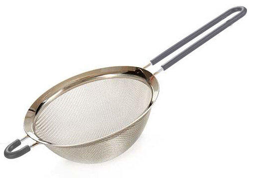 zeef Colander 8 cm staal/siliconen grijs/zilver