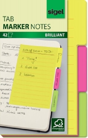 memotabbladen 9,8 x 14,8 cm geel/roze/groen 42 vellen
