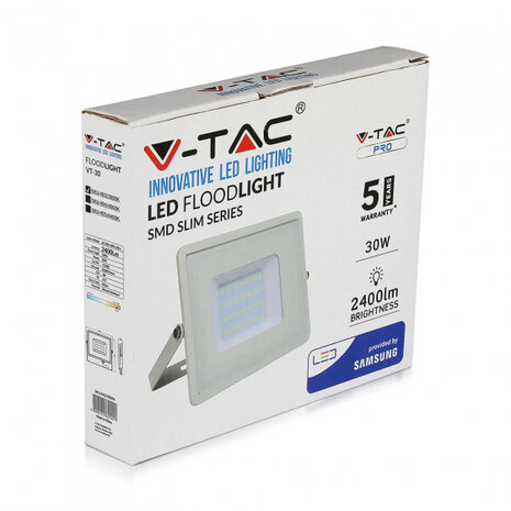 schijnwerper VT-30 17,8 cm 30W 4000K aluminium wit