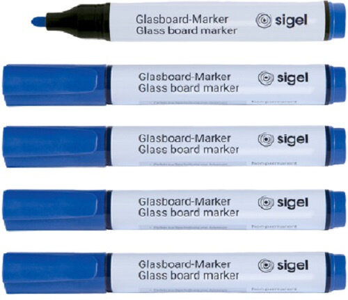 glasbordmarkerset rond 2-3 mm blauw 5 stuks