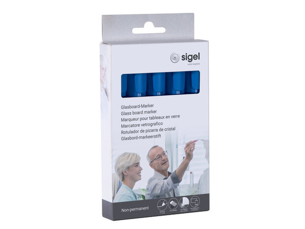 glasbordmarkerset rond 2-3 mm blauw 5 stuks