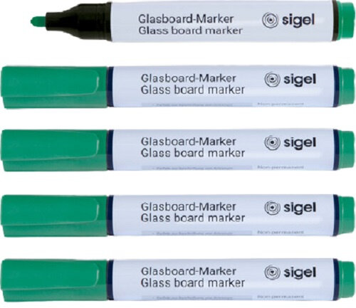 glasbordmarkerset rond 2-3 mm groen 5 stuks