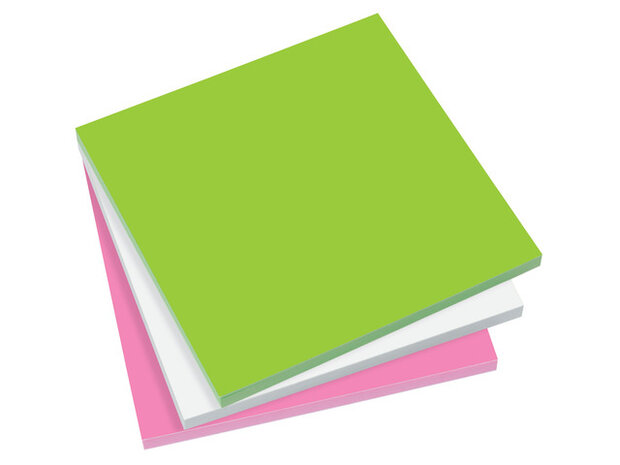 memoblok 10 x 10 cm papier groen/wit/roze 100-delig