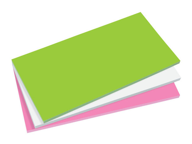 memoblok 10 x 20 cm papier groen/wit/roze 100-delig