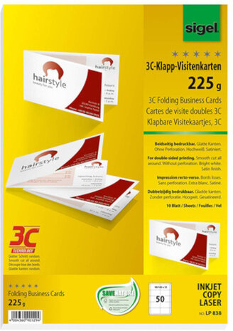 visitekaartjes 3C tweezijdig 180 x 55 mm papier wit