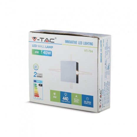 wandlamp VT-704 led 4W 4000K 440 lm 15 cm wit