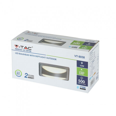 wandlamp VT-8058 led 12W 6400K 500 lm 23 x 11 cm zilver