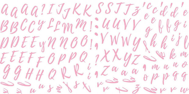 muursticker Pink Brush Alphabet vinyl 131-delig
