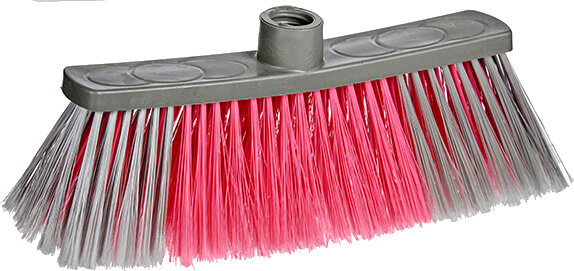 bezemkop 30 x 7 x 12 cm grijs/roze