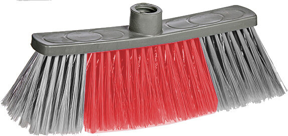 bezemkop 30 x 7 x 12 cm grijs/rood