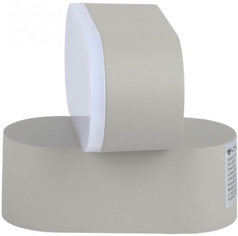 wandlamp VT-816 6W 3000K 660lm 11 cm IP65 aluminium grijs