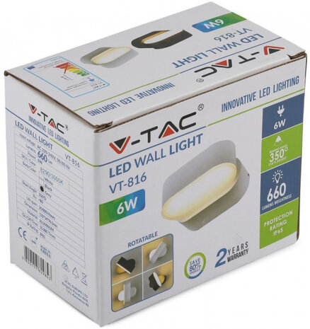 wandlamp VT-816 6W 3000K 660lm 11 cm IP65 aluminium grijs