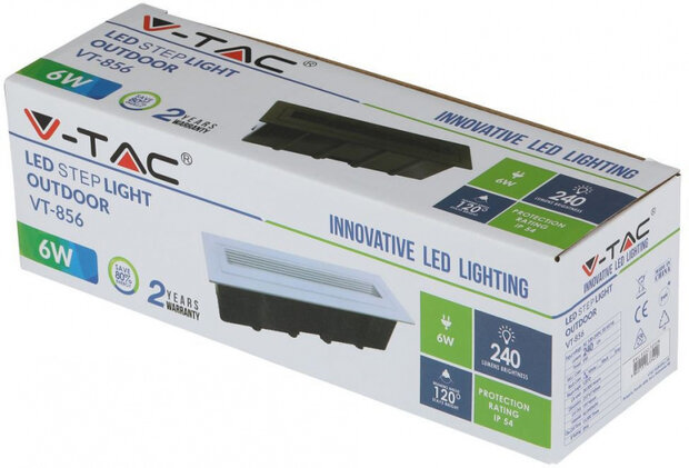 trapverlichting VT-856 6W 3000K 240lm 21 cm aluminium wit