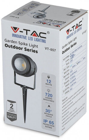 padverlichting VT-857 12W 4000K 720lm 25,5 cm IP65 zwart