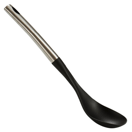 opscheplepel 33,5 cm staal/nylon zwart/zilver
