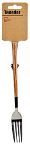 vork 20 cm RVS/hout bruin/zilver