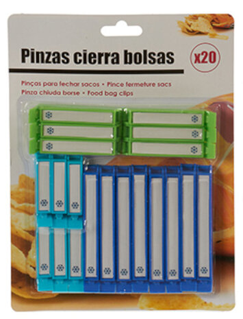 vershoudclips blauw/lichtblauw/groen 20 stuks