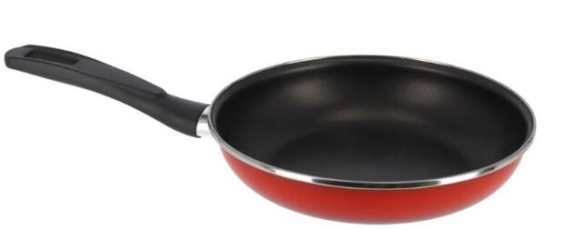 koekenpan 26 cm staal rood/zwart