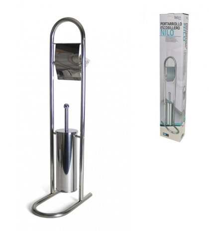 toiletrol-/borstelhouder Nilo 30 x 79 cm RVS zilver