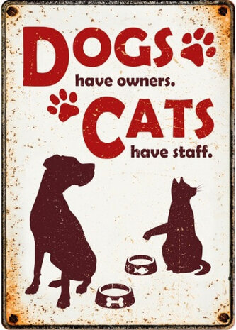 waakbord Dogs Have Owners 21 x 14,8 x 2 cm staal