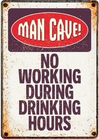wandbord Man Cave 21 x 14,8 x 2 cm staal