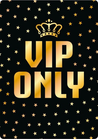 wandbord VIP Only 21 x 14,8 cm staal zwart/goud