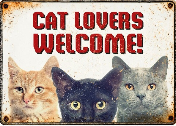 waakbord Cat Lovers 21 x 14,8 x 2 cm staal