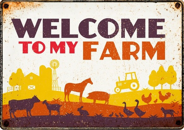 wandbord Welcome to my Farm 14,8 x 21 cm staal