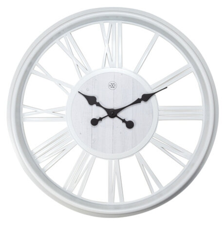 wandklok Quebec Romeinse cijfers 51 cm wit