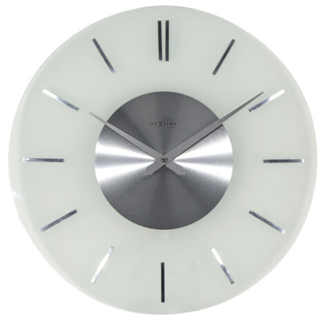 wandklok Stripe 40 cm aluminium/glas wit