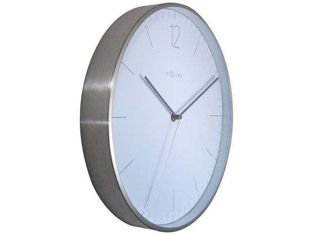 wandklok Essential Silver 34 cm aluminium wit/zilver