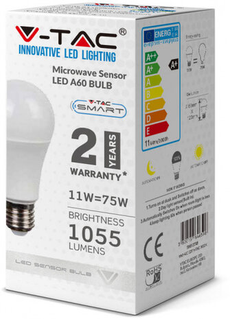 ledlamp VT-2211 A60 E27 11W 4000K 1055lm IP20 wit
